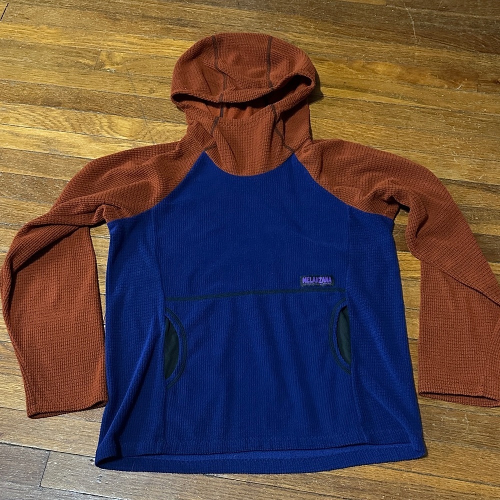 Melanzana Microgrid Hoodie, Blue/Orange, Sz Youth XL